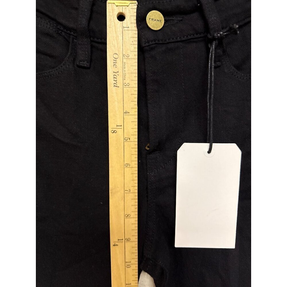 NEW Frame Women's Jeans Black Le High Flare Floral Cut Out Cropped Pants Size 26 - Picture 7 of 13